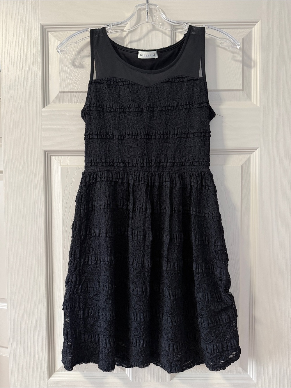 Ginger G Black Textured Lace Fit-and-Flare Dress